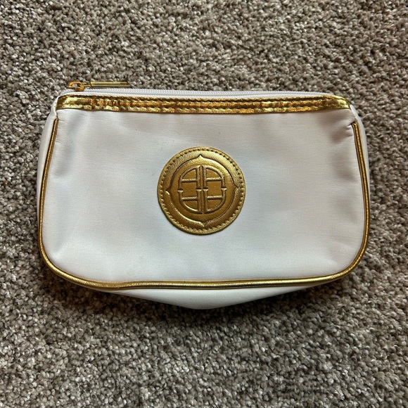 Handbags - Elegant White and Gold Cosmetic Bag